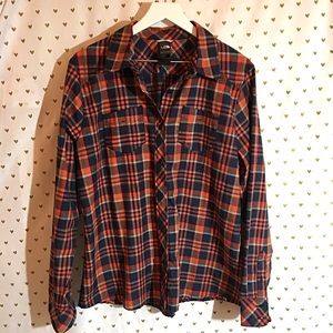 North Face XL Orange/Navy Plaid Shirt